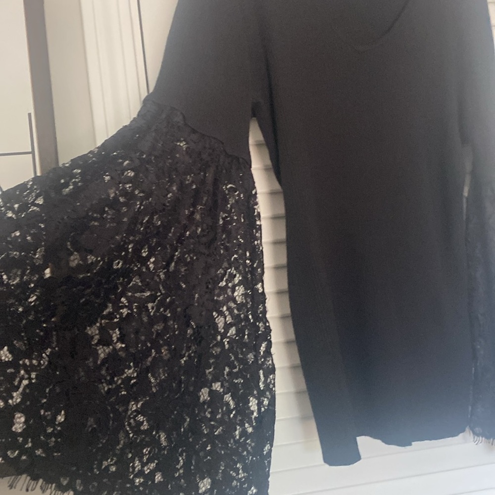 Black Sweater with lace bell sleeves